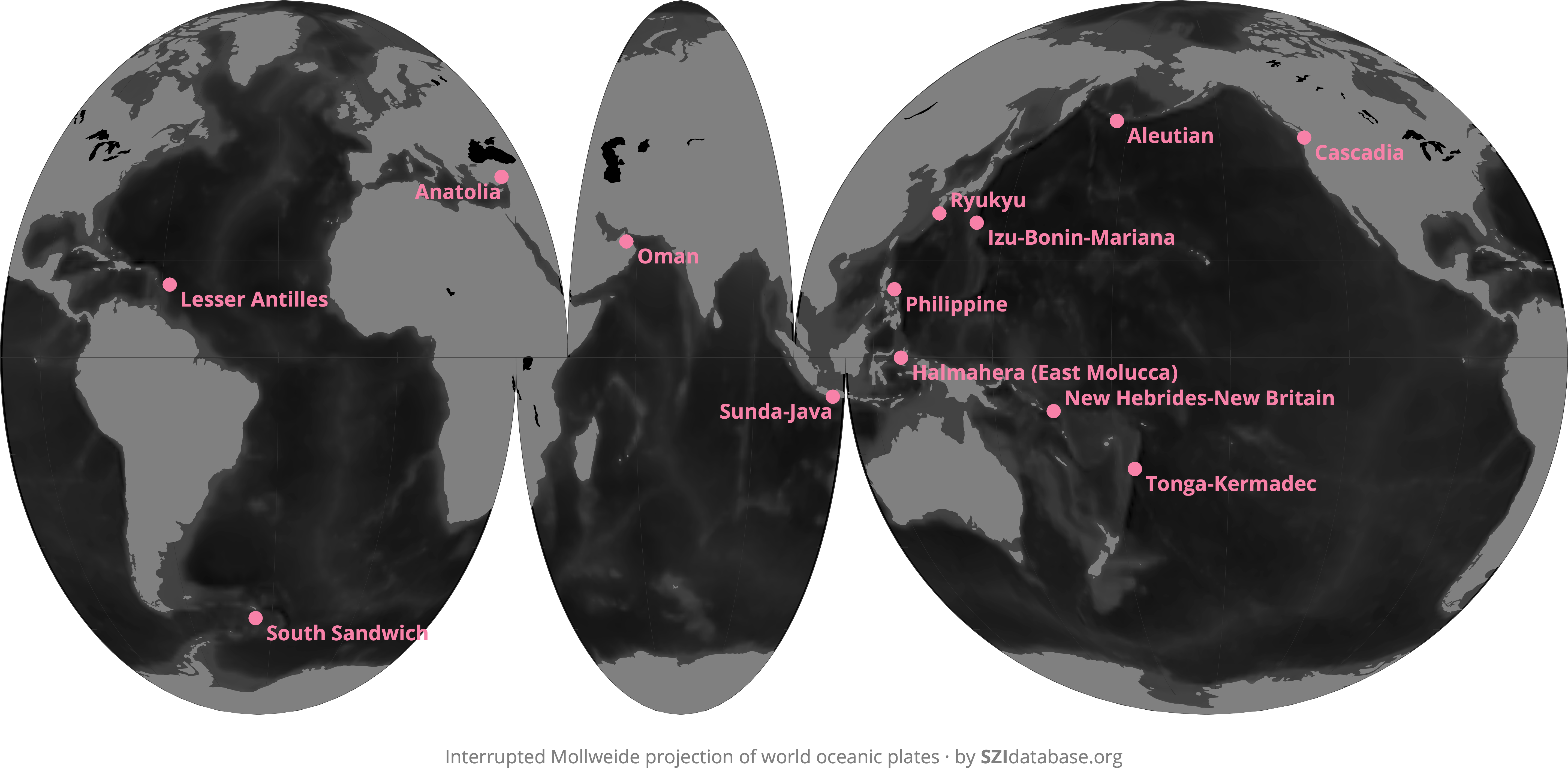 Subduction initiation events during the past 100 Ma collected in the Subduction-zone initiation (SZI) Database 1.0.